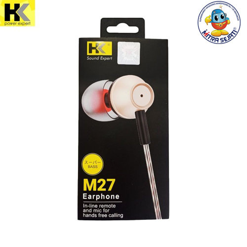 HK Earphone M27 Super Bass Wired Headset Wired Earphone Handsfree Stereo Mic