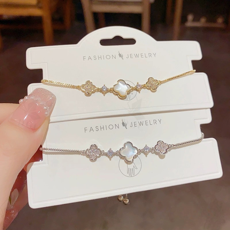 Gelang Titanium Wanita Anti Karat Berlian Cinta Emas Perak Korea Aesthetic Aksesoris Cantik Perhiasa