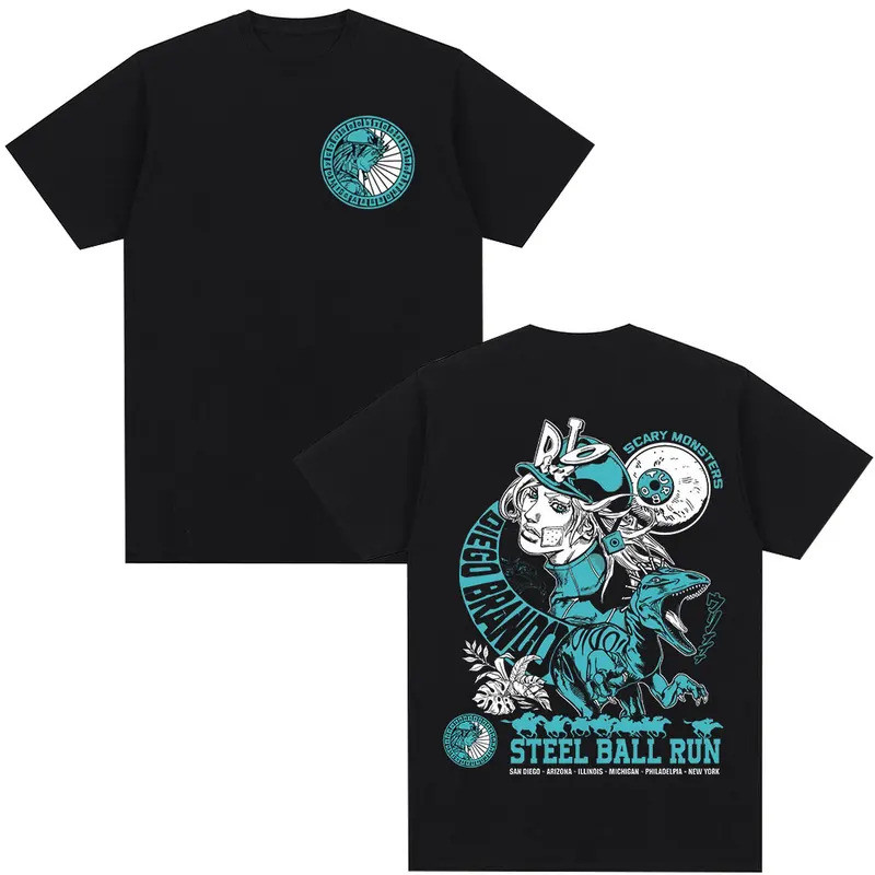 Cetak Grafis Anime Jojo Bizarre Adventure STEEL BALL RUN Diego Brando Manga Kaos Grafis Pria Wanita 