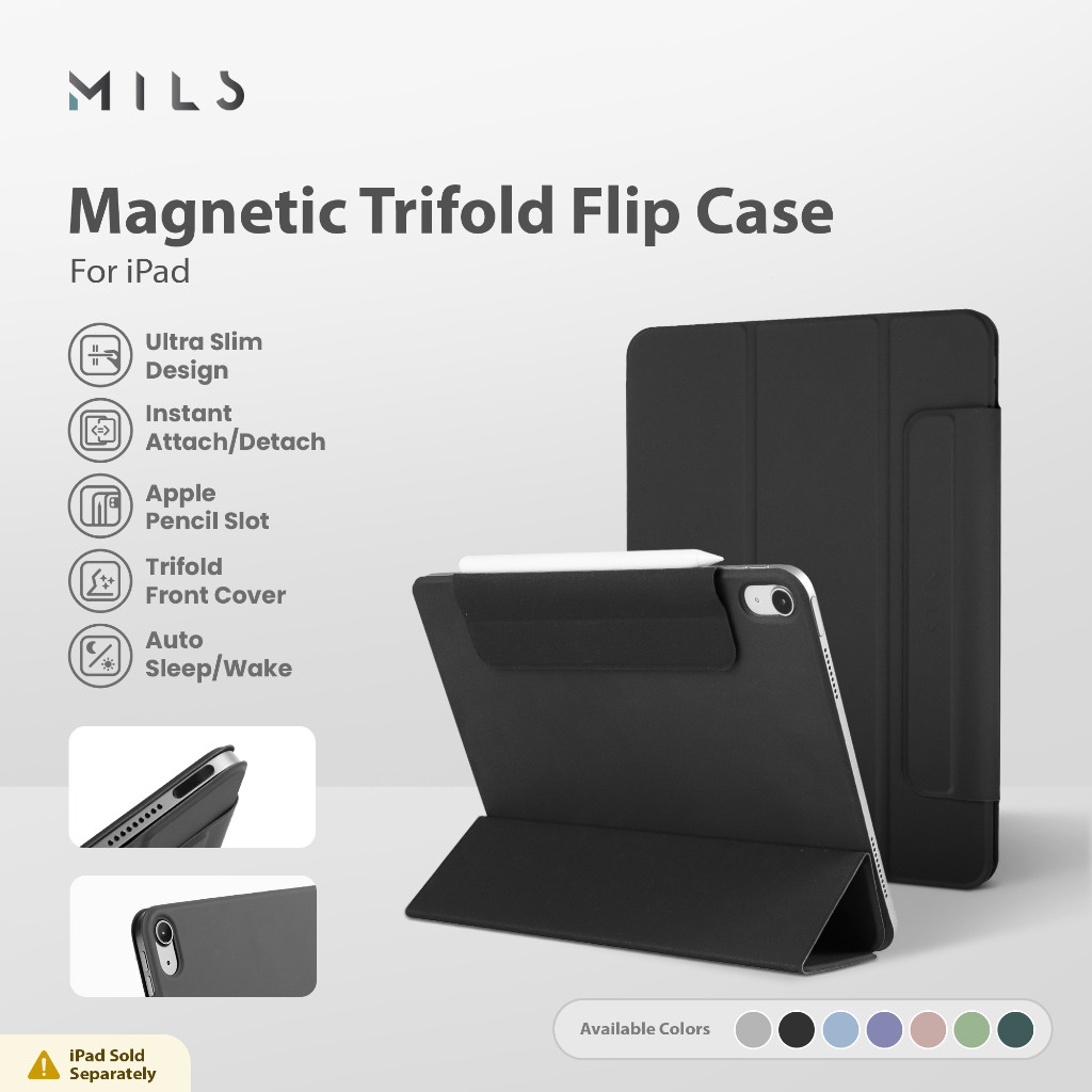 Zapfone Cellular MILS Technologies Magnetic Trifold Flip Case for iPad 10.9 Air 4 5 Pro 11 12.9 13 2