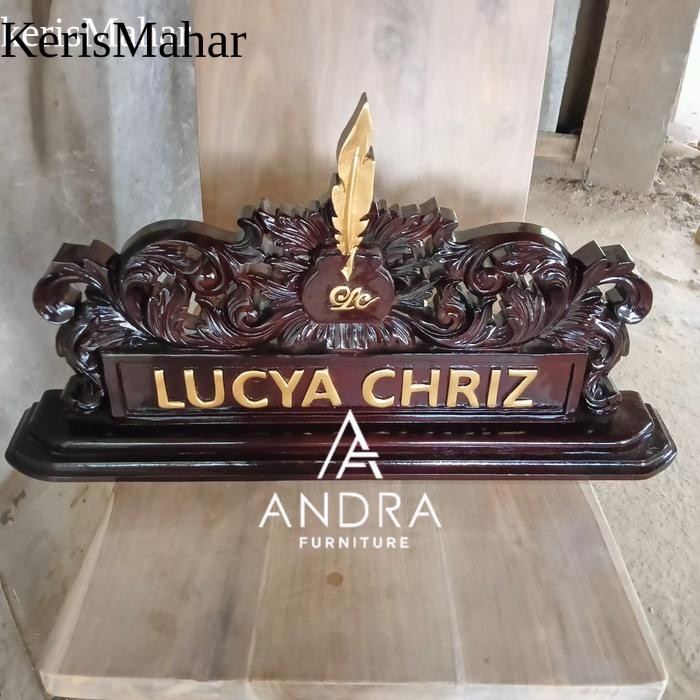 papan nama ukiran kayu kayu keras,papan nama pejabat,papan nama ukir plus logo toko murah