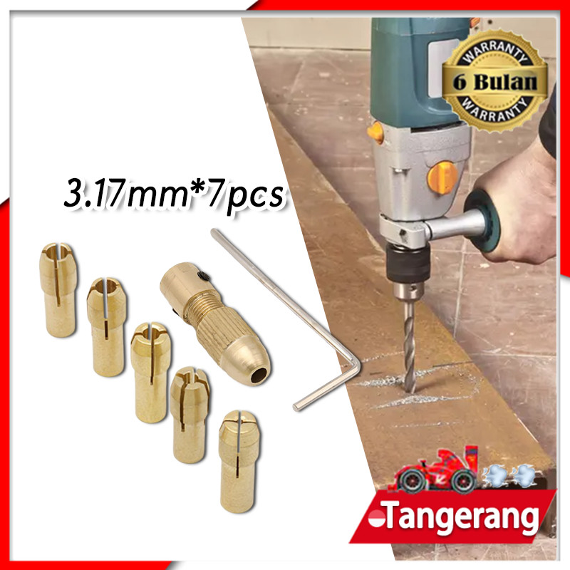 7pcs/set Kepala Bor Adapter / Kepala Bor Mini Collet Chuck Drill Set 0.5mm-3mm