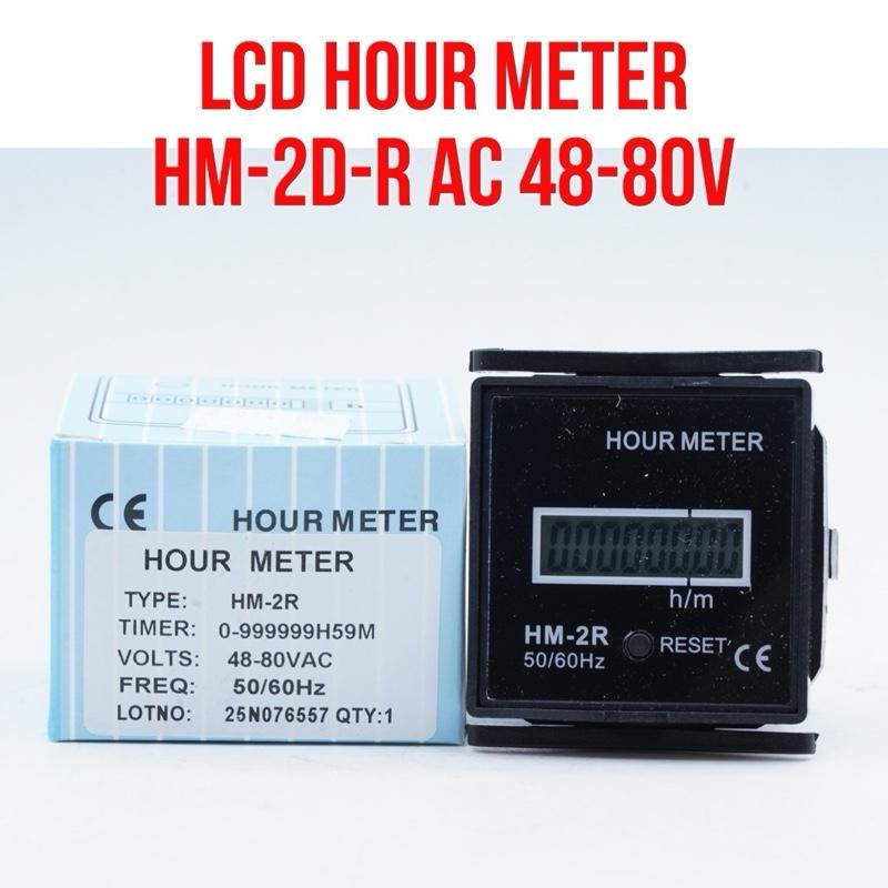 DRIV HM-2R LCD Hour Meter HM-2D-R AC 48V - 80V HourMeter 50/60Hz Frequency 6 Digit With Reset Button