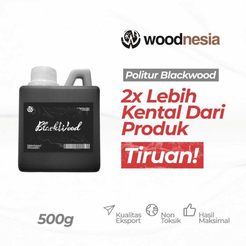 Politur Kayu Woodnesia Plitur Hitam Waterbased Woodstain Blackwood Pengkilap Kayu Warna Hitam Terbai