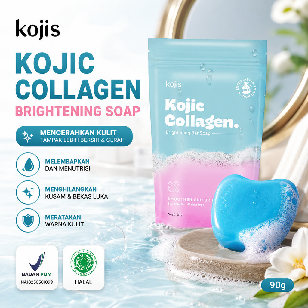 KOJIS Kojic Collagen Brightening Soap 90gr Untuk Semua Jenis Kulit Mild Tidak Iritasi Mencerahkan Ku