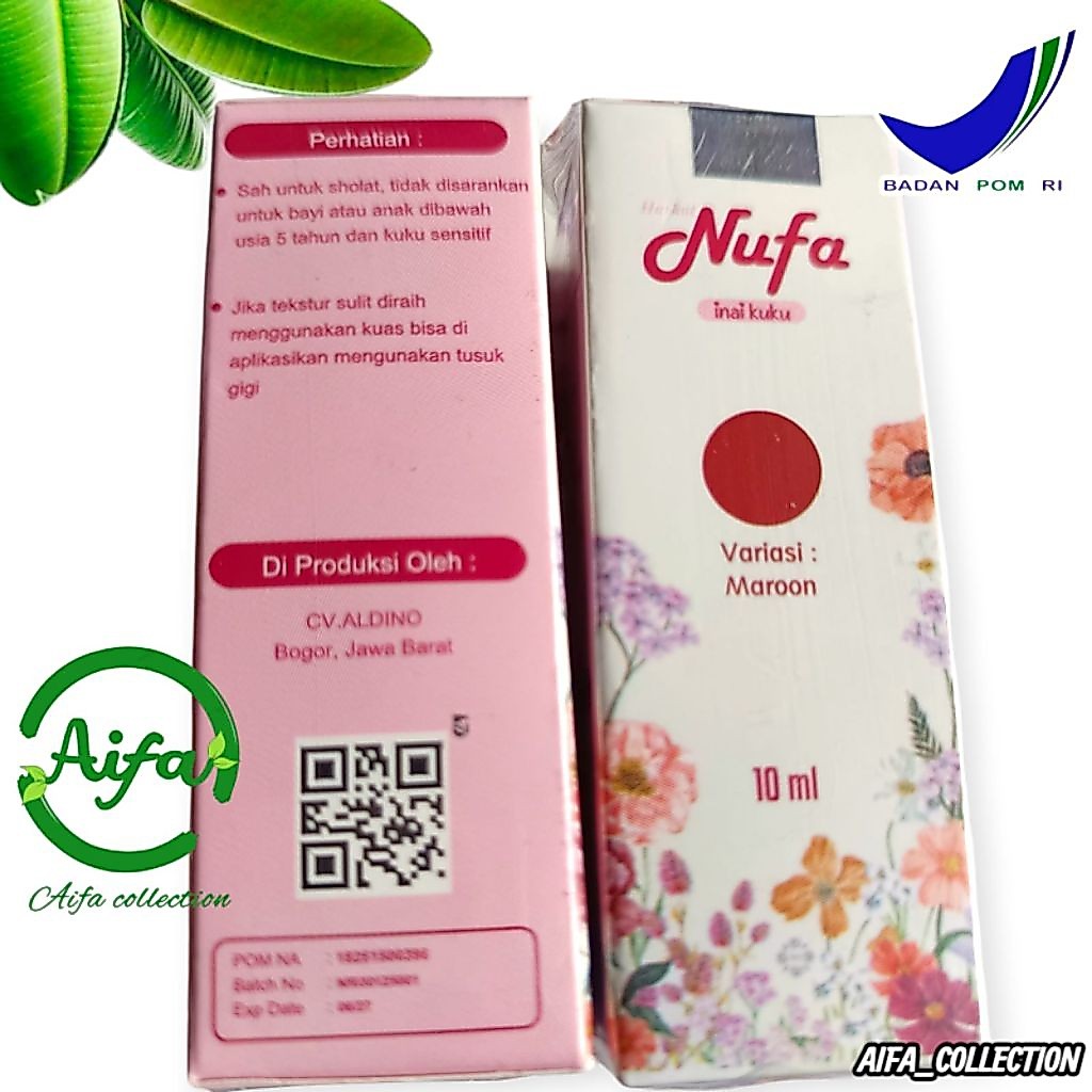 Nufa Hena Inai Kuku Maroon Halal Nail Henna Hitam Coklat