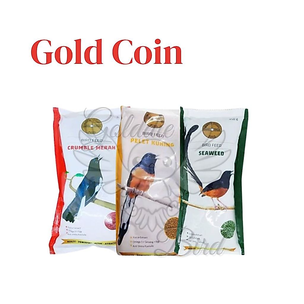 GoldCoin 450gr Murai | Kacer | Anis | Anis Merah | Lomba | Voer | Pelet Kuning | Crumble Merah | Sea