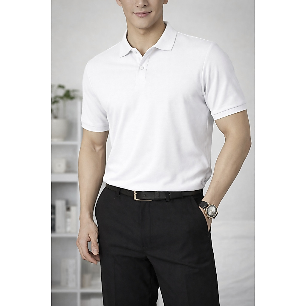 Kaos Polo Pria Kaos Polo Tebal Premium | Man Basic White Polo Shirt Premium