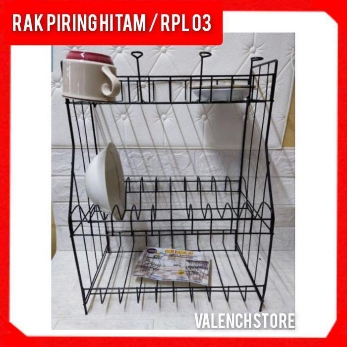 RPL 03 Hitam susun 3 / Rak Piring Susun 3/ RPL 03 / rak piring anti karat / rak piring rpl / rak pir