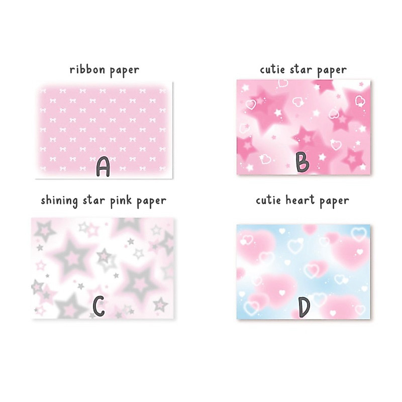 [sharing] ready stock nevertheless a4 paper cute pretty korea ribbon bow star pink blue kertas alas 