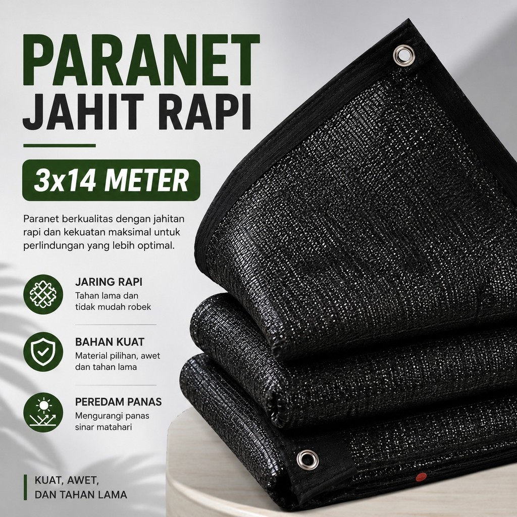 Jaring Paranet  Peneduh Tanaman 3x14M Jumbo Kuat Awet Tahan UV