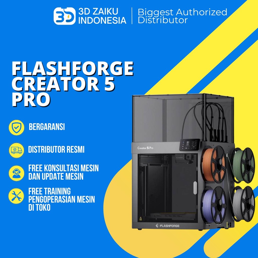 Flashforge Creator 5 Pro Toolhead Changer Multicolor 3D Printer Full Enclosure with HEPA and Carbon 