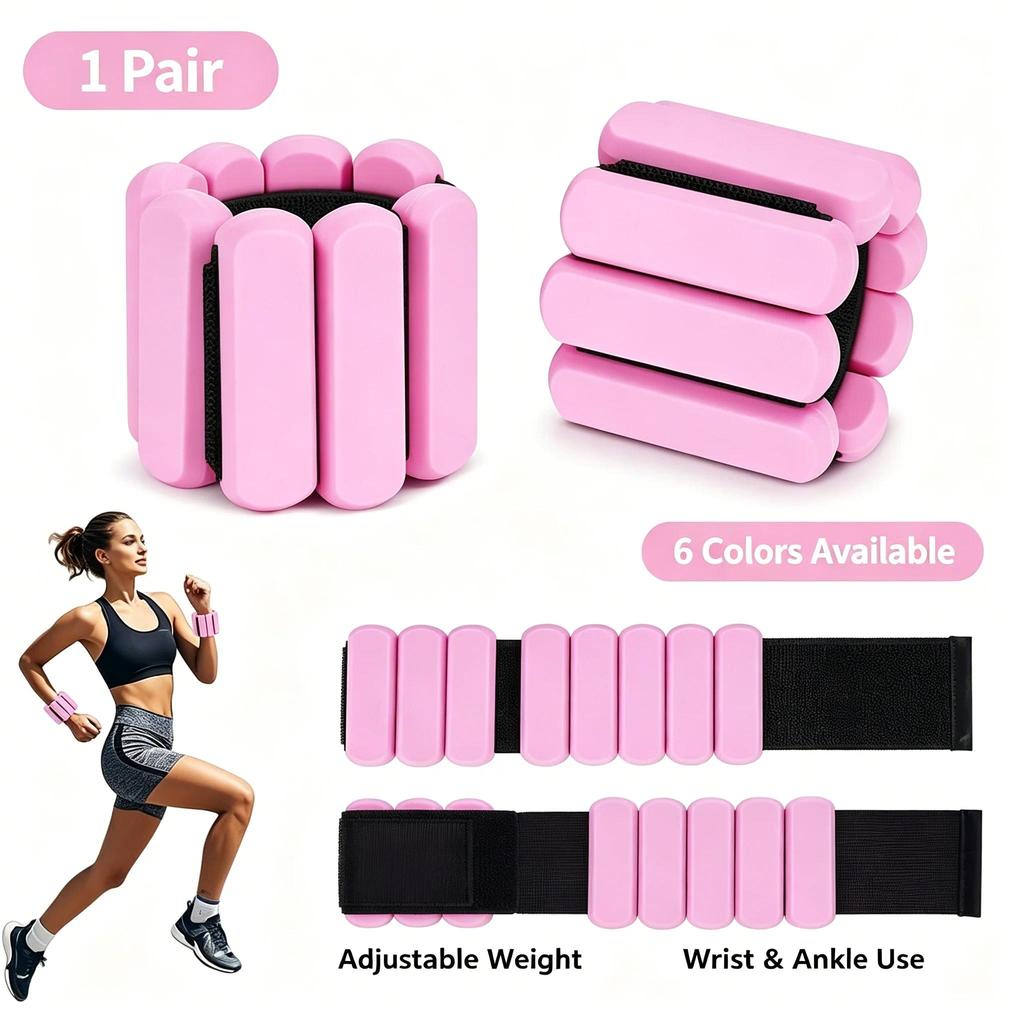1 Pair Adjustable Wrist Ankle Weights Wearable Fitness Weights for Yoga Running Walking Gym