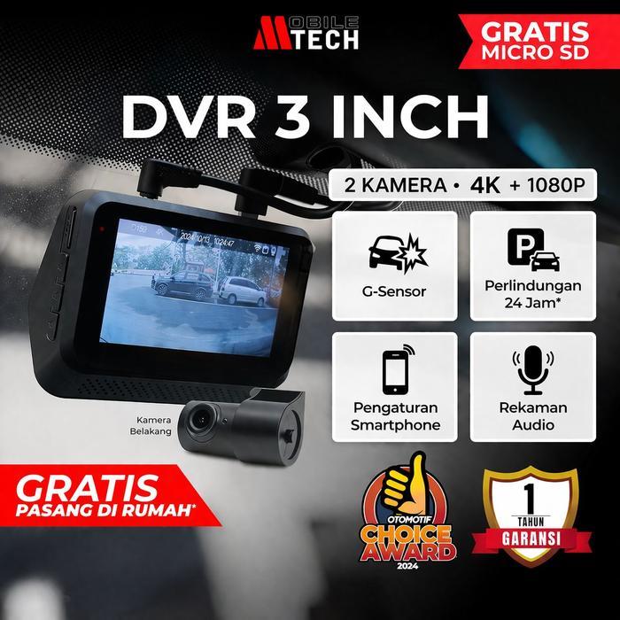 MTECH DVR Dashcam Kamera Mobil DVR 3 Inch Mobile Tech - Dashcam Only