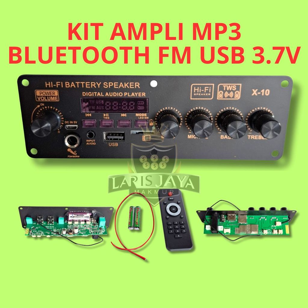 Kit Modul Power Amplifier MP3 Bluetooth 3.7 V Slot USB MicroSD Card Player Musik