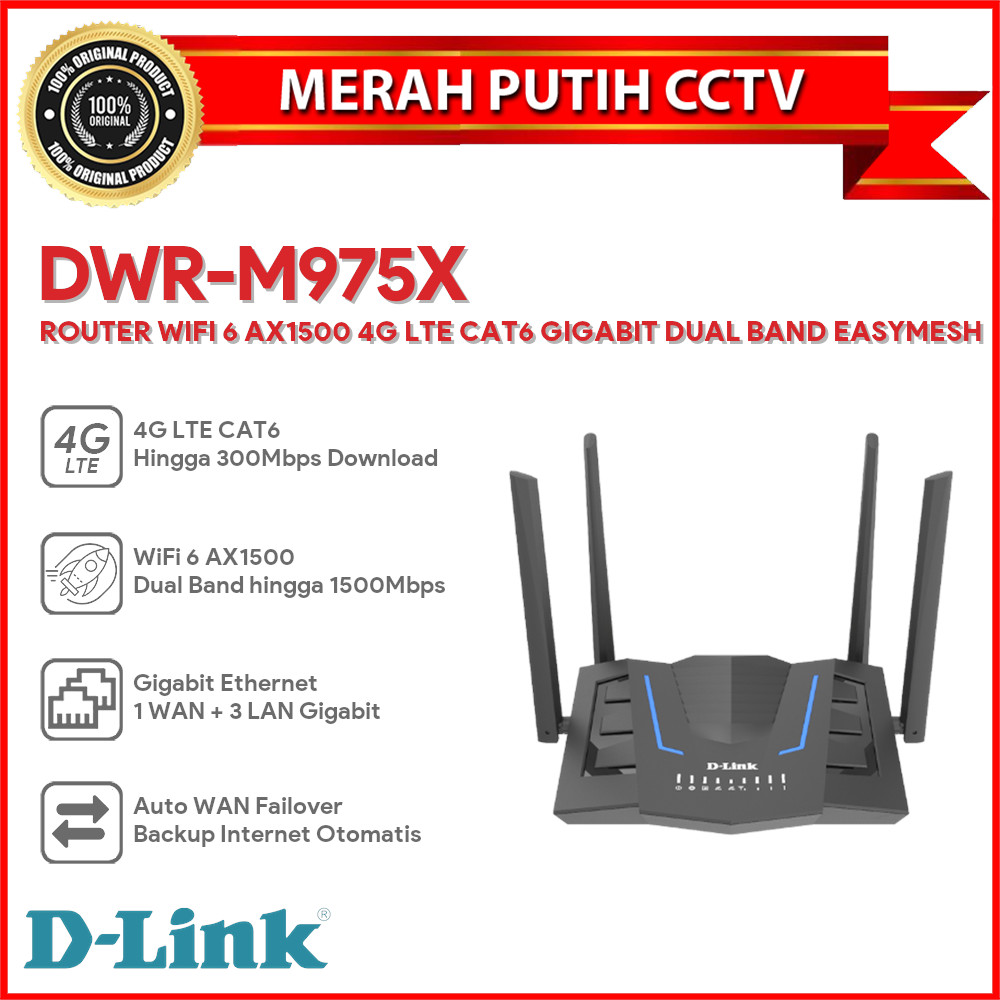 D-LINK DWR-M975X ROUTER WIFI 6 AX1500 4G LTE CAT6 GIGABIT DUAL BAND EASYMESH