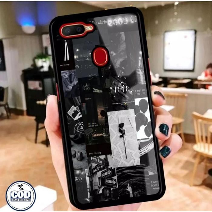 Casing Custom Hardcase Oppo A5s A7 A12 A11K F9 AesThetic Black Case - 1, A5s/A7