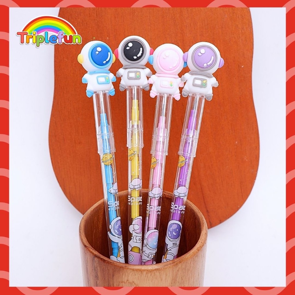 

Pensil Susun / Peluru Astronot Karakter Laki-laki Astronaut Pencil Tumpuk Bisa di Refill Lantun Benzia Lucu Unik