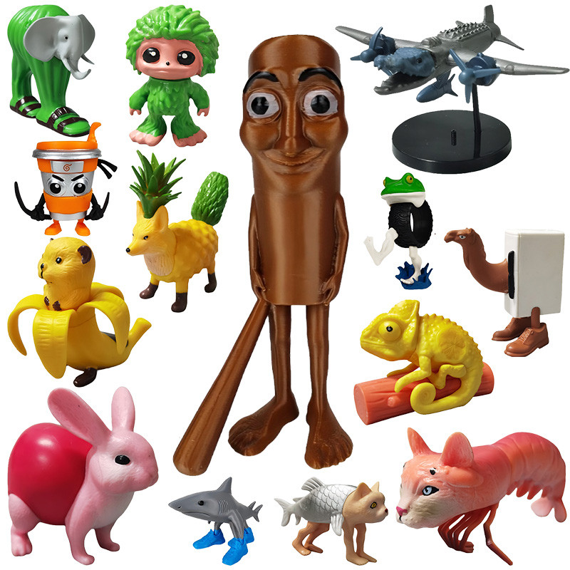 Brr Brr Patapim Figure Brainrot Figurine Tungtung Sahur Tralalelo Shark Figure PVC Doll Desktop Deco