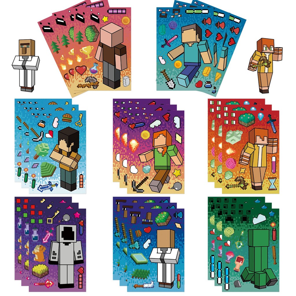 

8/16PCS Creative Cartoon Collar Block Series Decoration DIY Home Interactive Personalized Waterproof Stickers