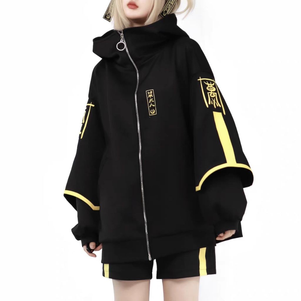 [PERIWINGKEL] jacket black yellow harajuku