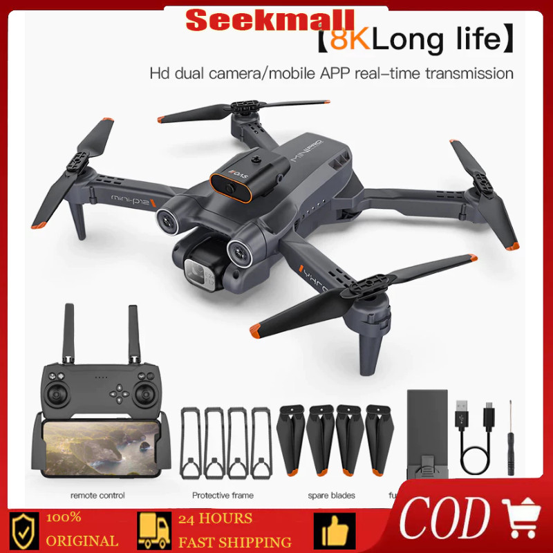 【COD】P12 PRO/E88 Drone Obstacle Avoidance + 4K HD Camera wide angle height keep RC drone Drone with 