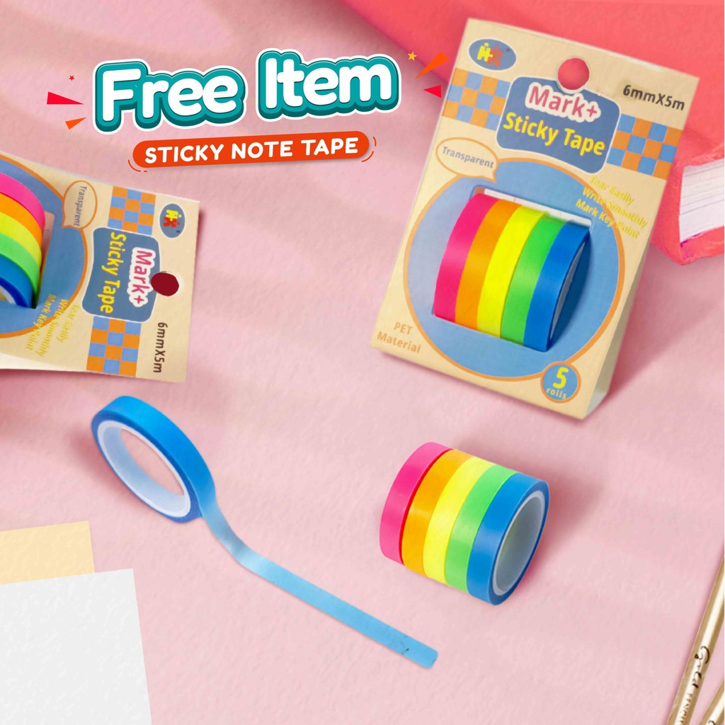 

HADIAH PEMBELIAN TIDAK UNTUK DIBELI ticky Notes Tape Transparan (6mm) - Highlighter & Penanda Buku Estetik!