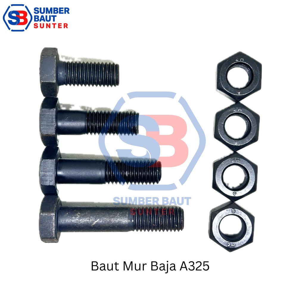 1" x 2" Baut Baja HTB Grade ASTM A325 + Mur 2H