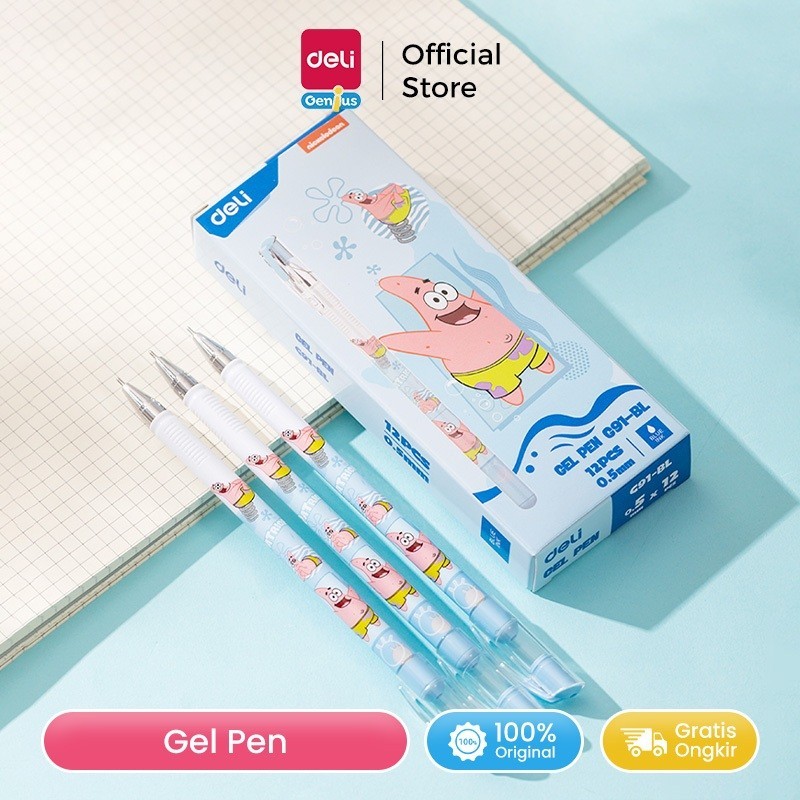 

Deli Pulpen Gel / Gel Pen 0.5MM Tip Spongebob Special Edition EG91-BL