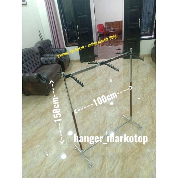 

Gantungan Baju Stainless Kotak 100.cm + suling Plastik 6 Pcs - -, -