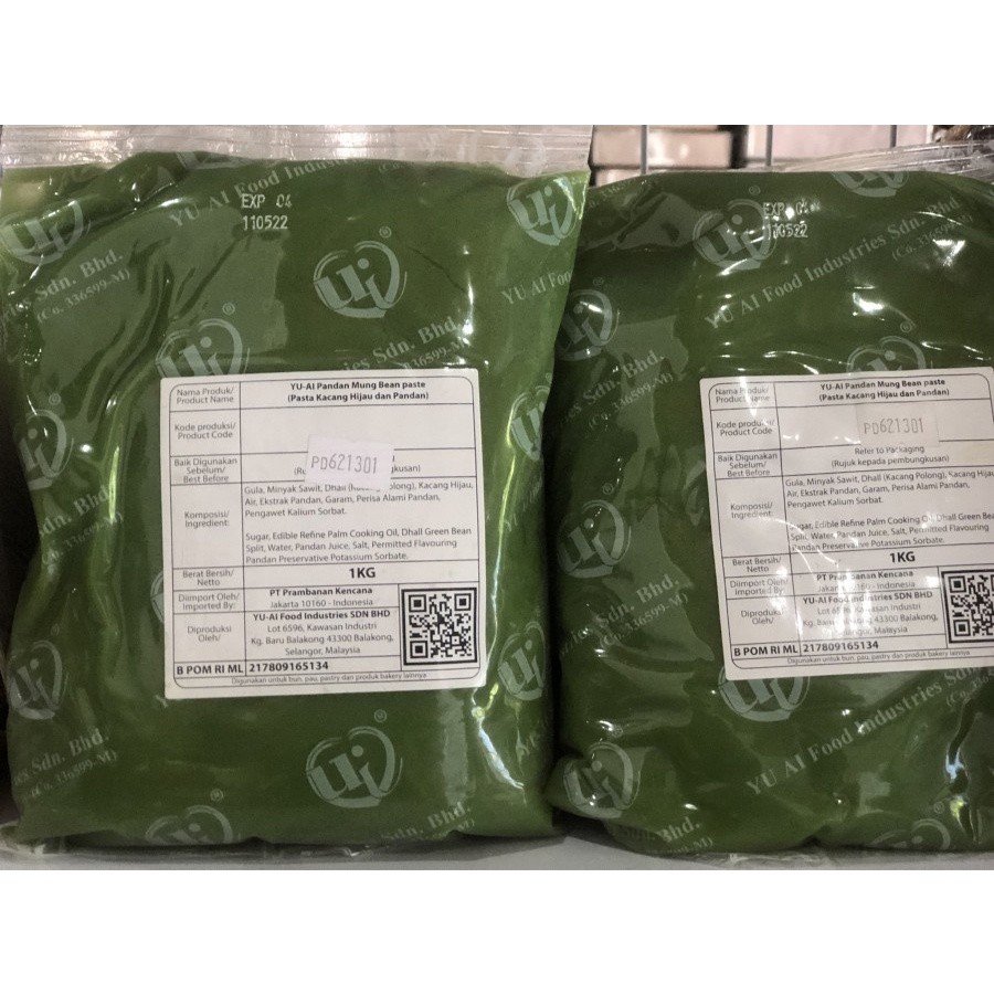 

Yu Ai Pandan Mung Bean / Selai / Pasta Pandan Kacang Hijau - 1Kg