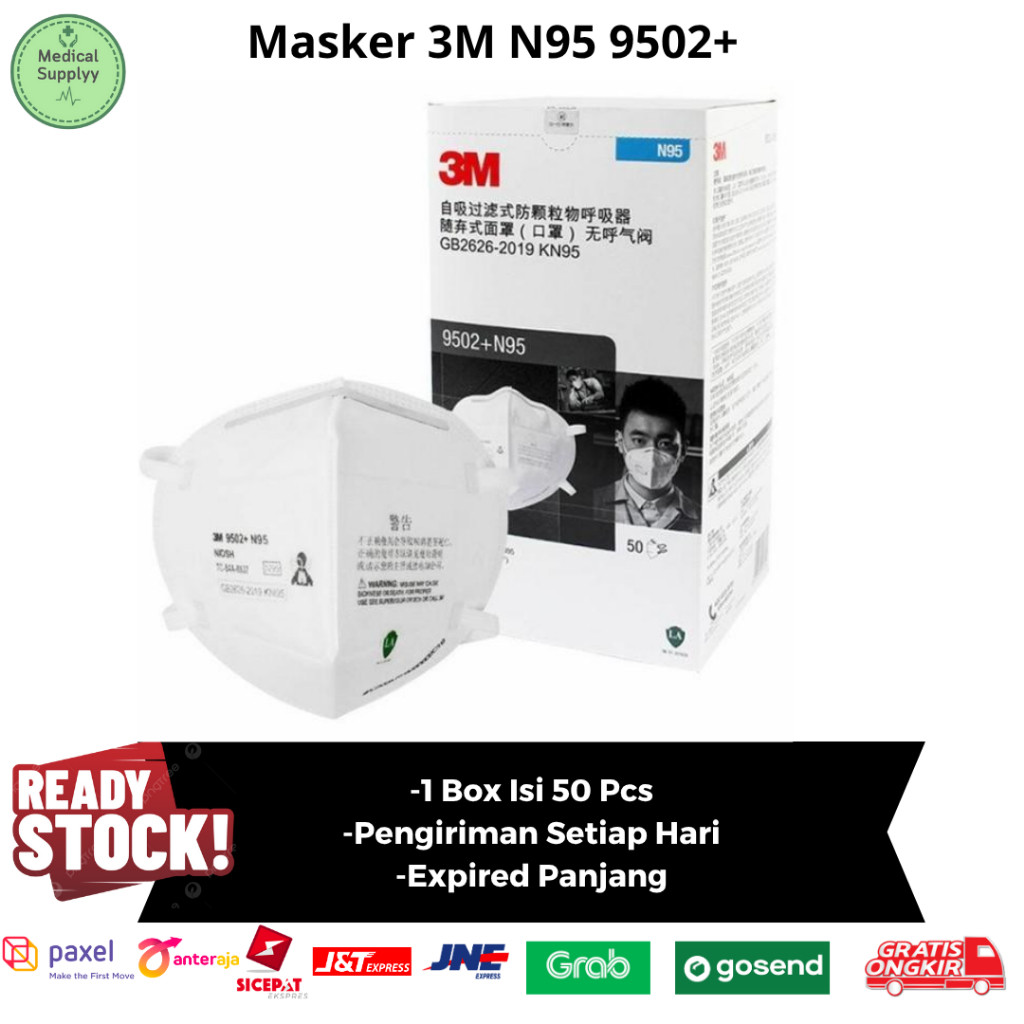 NEW Masker 3M N95 9502+ isi 50PREMIUM