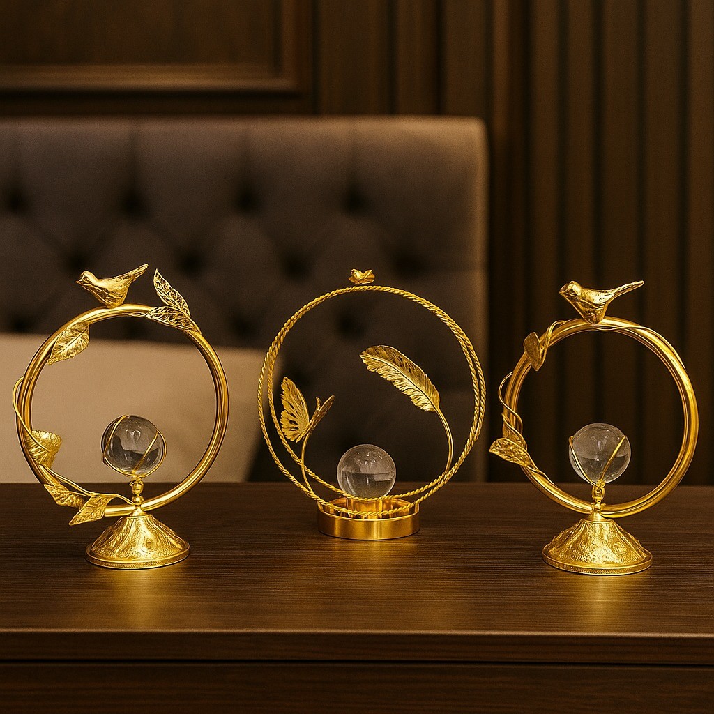 Pajangan Meja Bola Kristal Golden Crystal Ball / Pajangan Meja Nordic Bola Kristal / Pajangan Bola B