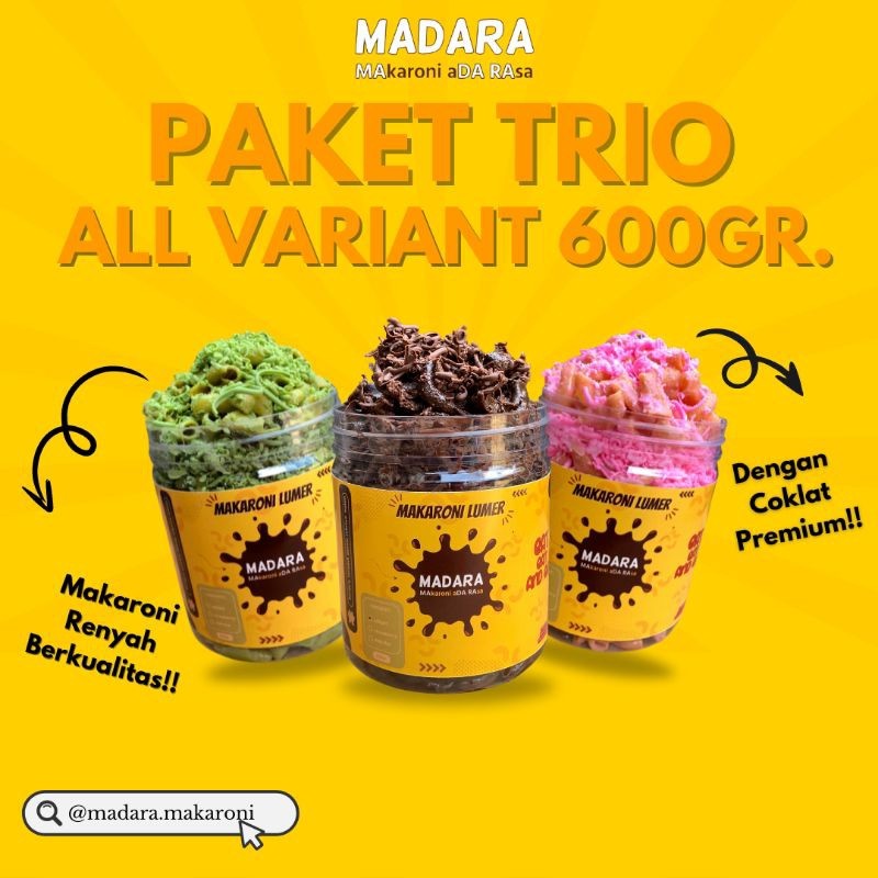 

PAKET TRIO Makaroni Lumer 600gr. (BISA REQUEST VARIANT DI NOTE YA)