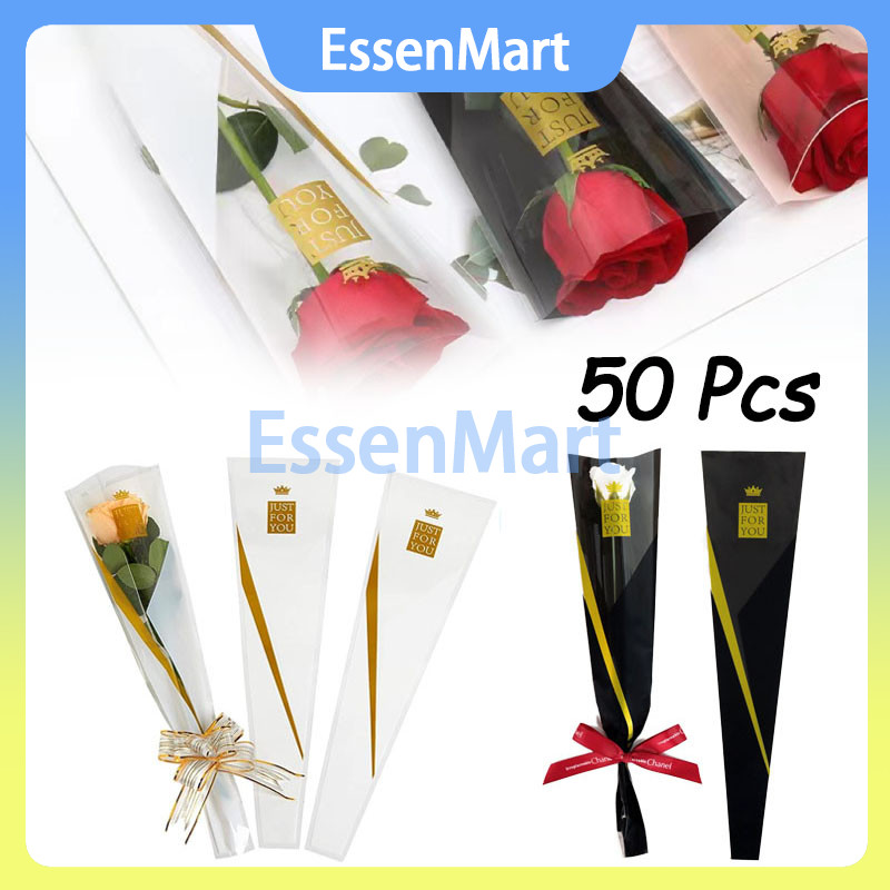 

Plastik Bungkus Bunga 50 Pcs / Single Flower Rose Packing / Clear Rose Sleeve