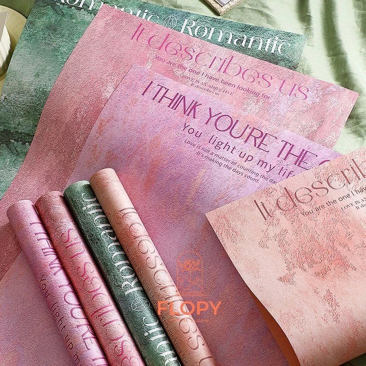 

[ 5 Lembar ] Kraft Paper Tekstur Motif Tulisan / Kertas Bunga