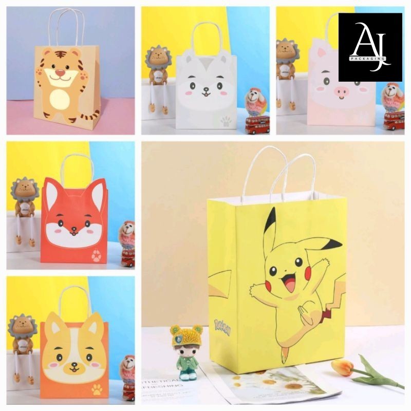 

Satuan - Paperbag goodiebag ultah anak POKEMON Pikachu Animal souvenir anak ultah