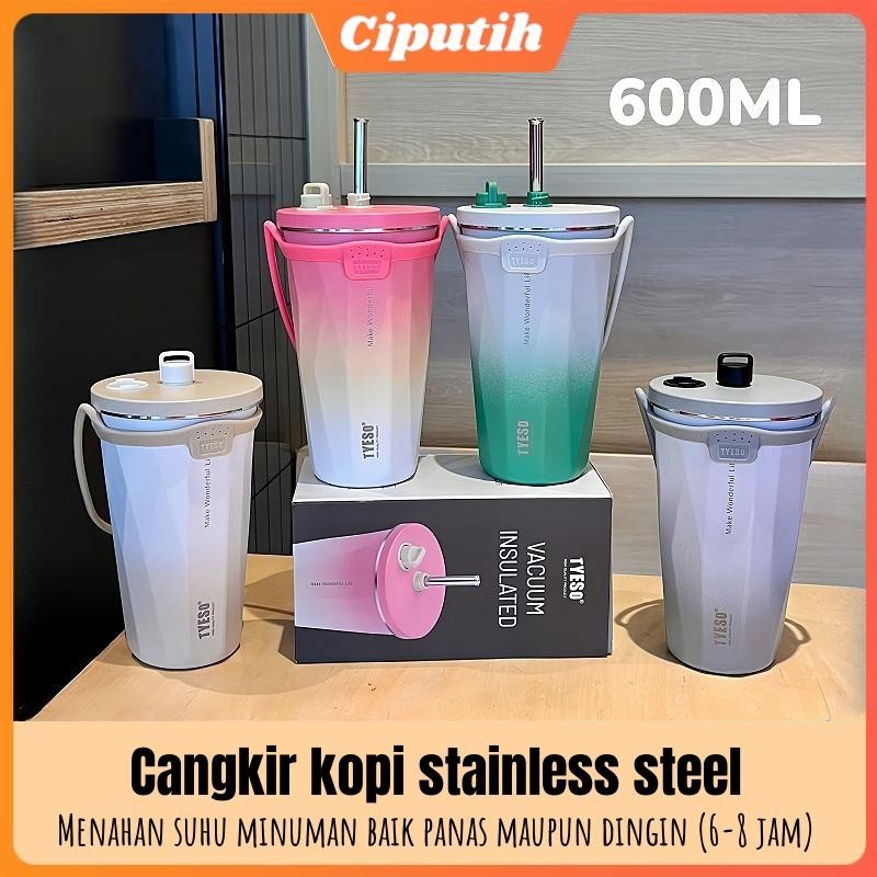 Cawan Kopi Terisolasi Tumbler Berinsulasi Vakum Cangkir Kopi Stainless Steel 600 ML Cangkir kopi sta