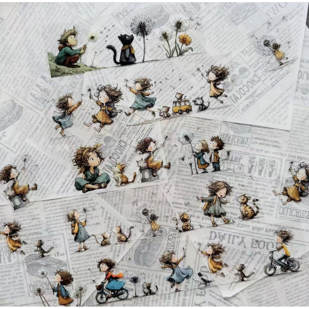 

NEVERLAND Vintage Lovely Dandelion Girl Washi PET Tape Planner DIY Card Making Scrapbooking Plan Decorative Sticker