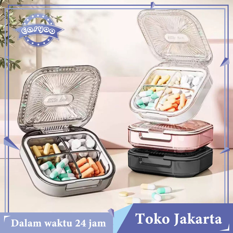 4 Sekat Box Obat 7 Hari Kotak Obat Tempat Obat Mini Kotak Penyimpanan Obat Kotak Obat Harian