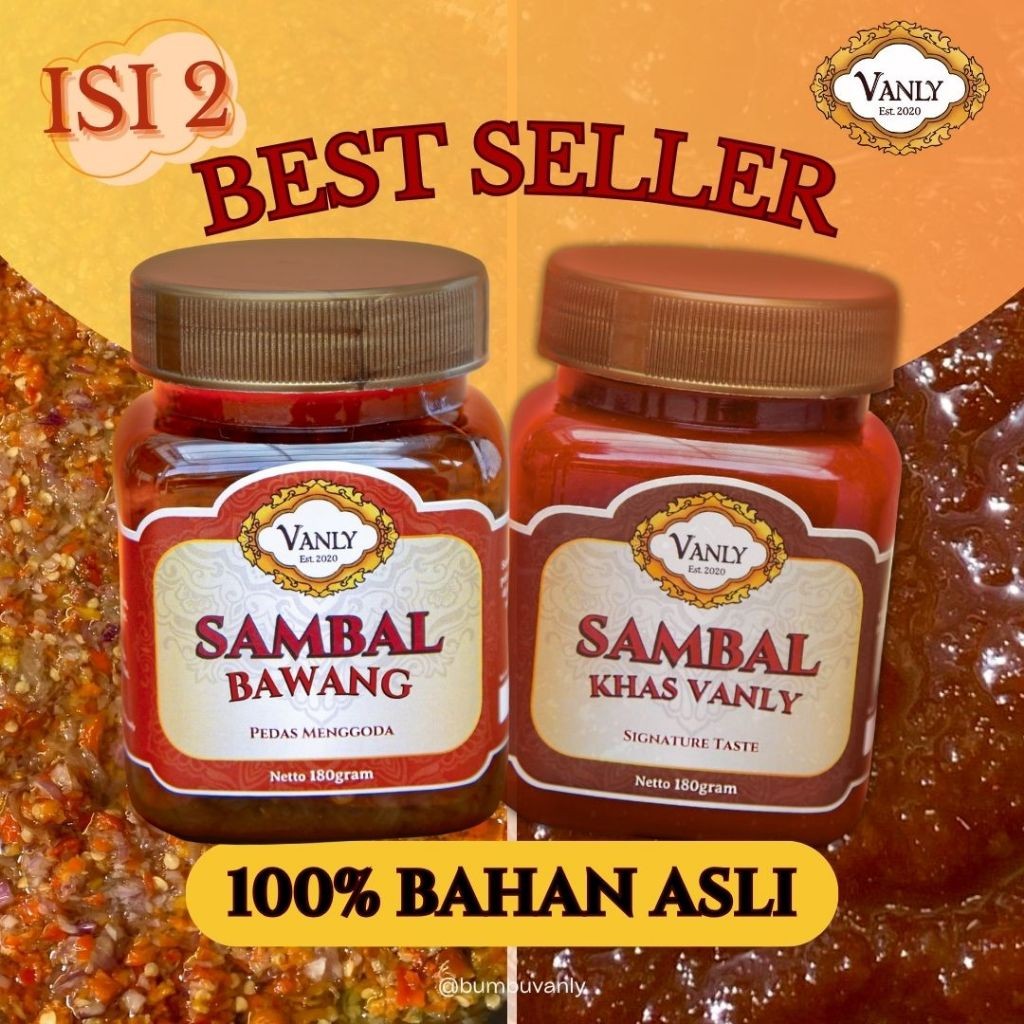 

[ BUMBU VANLY ] SAMBAL PREMIUM BESTSELLER - SAMBAL KHAS VANLY, BAWANG, Pedas Gurih Rumahan, Serba guna, Praktis