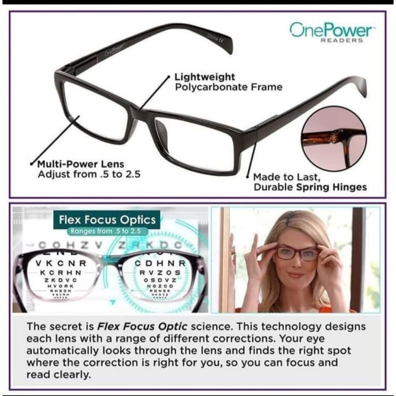 ONE POWER Kacamata Baca Plus Auto Focus Kaca Mata One Power Readers Ajaib Fokus Otomatis TERLARIS