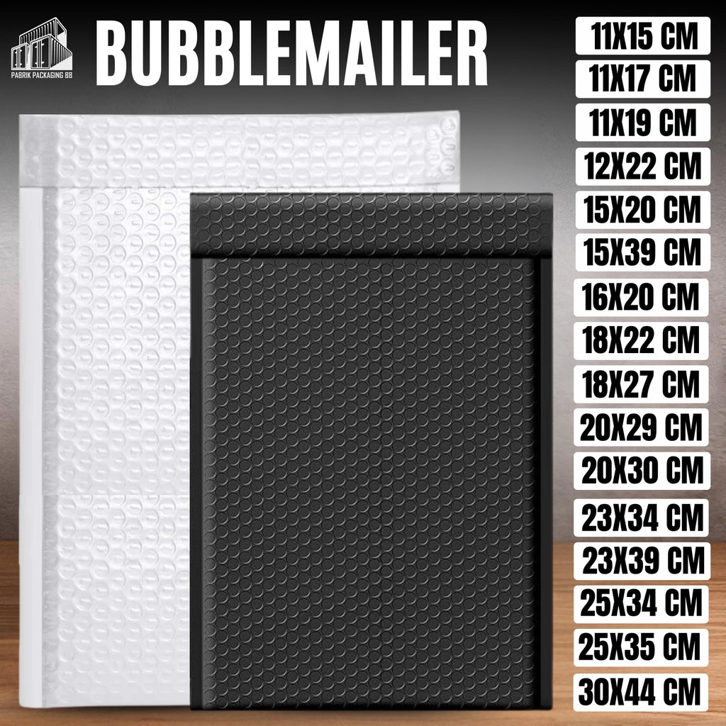 

Plastik Packing BUBBLE MAILER Hitam Putih | Amplop Bubble Polymailer Packing Online Shop