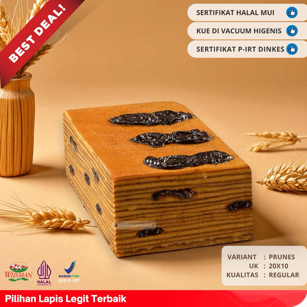 

(KUALITAS REGULAR) KUE LAPIS LEGIT 20x10 PRUNES WISMAN 100% HALAL PLUM
