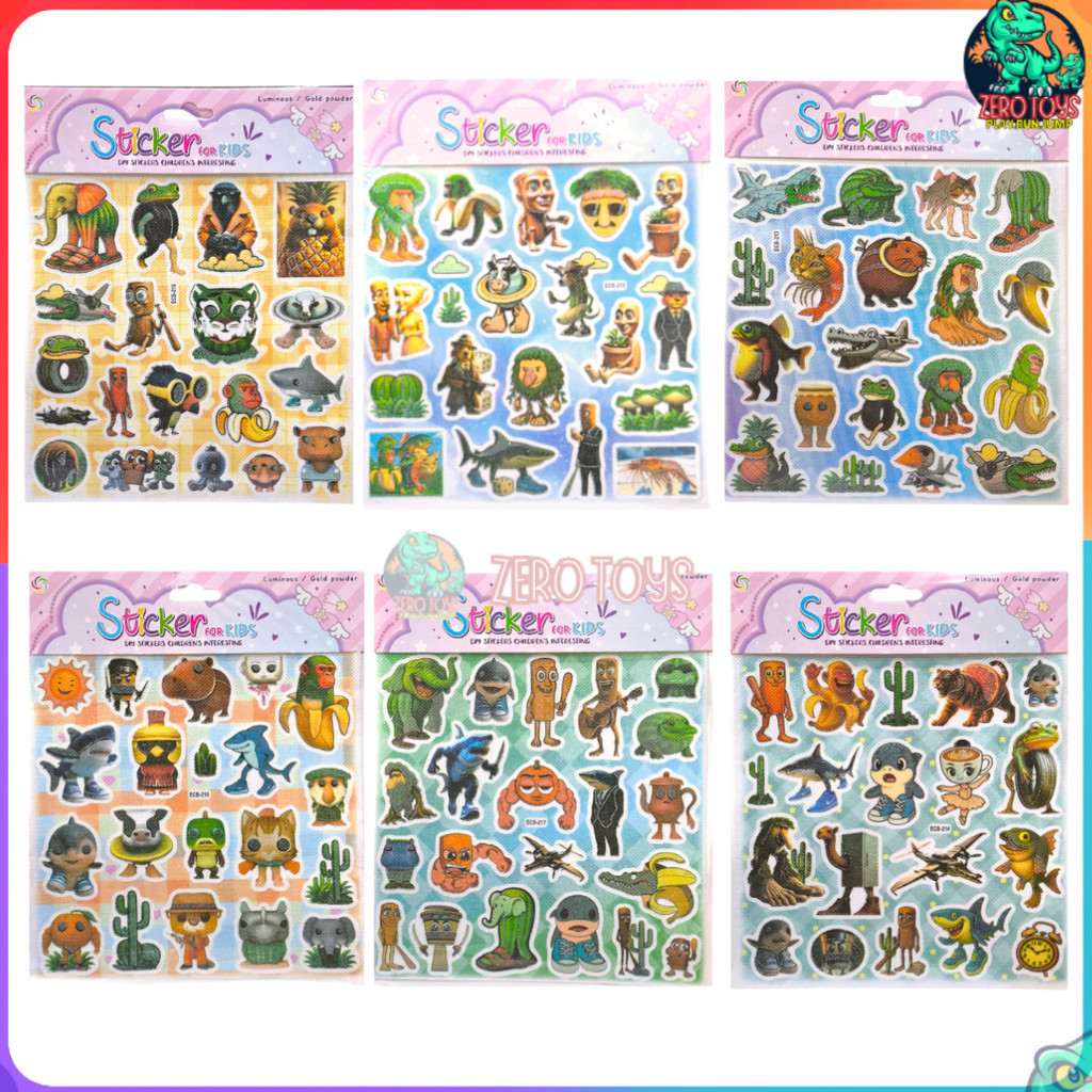 

Stiker Tung Tung Sahur Anomali Glow In The Dark Sticker Brainrot Italian Tempelan Set6