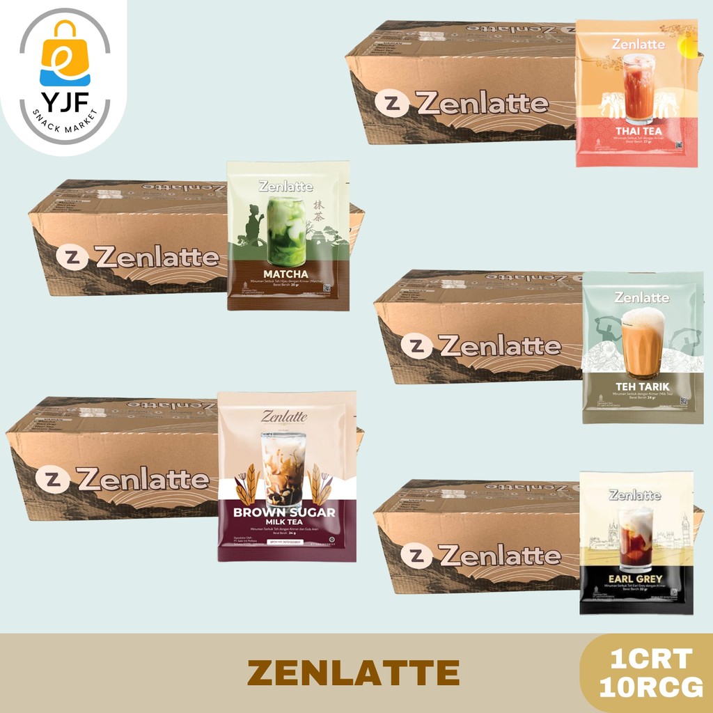 

Zenlatte Minuman Serbuk Instan - 1CRT / 10RENCENG / Thai Tea / Matcha / Teh Tarik / Brown Sugar Milk Tea / Earl Grey