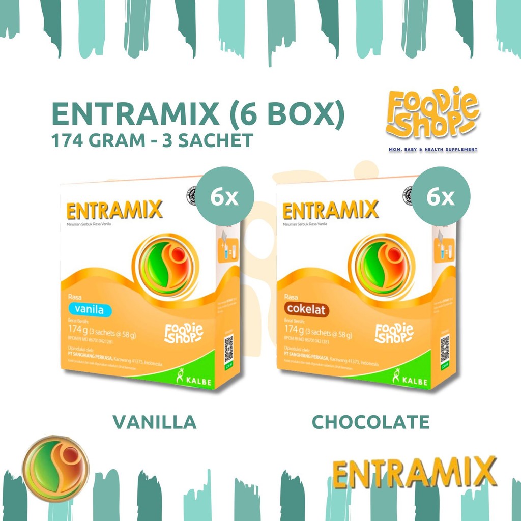 

( 6 Box ) Entramix 174 gram isi 3 Sachet Coklat / Vanila - Nutrisi Seimbang Khusus Dewasa Milk | Bundling 6 Box