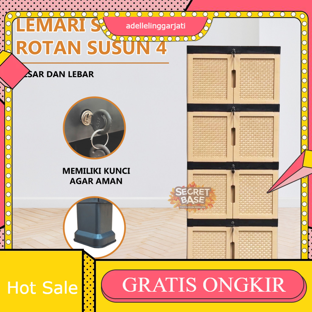 LEMARI STAR SUSUN 4 - Kunci / Lemari Pakaian Jumbo / Lemari Plastik Susun