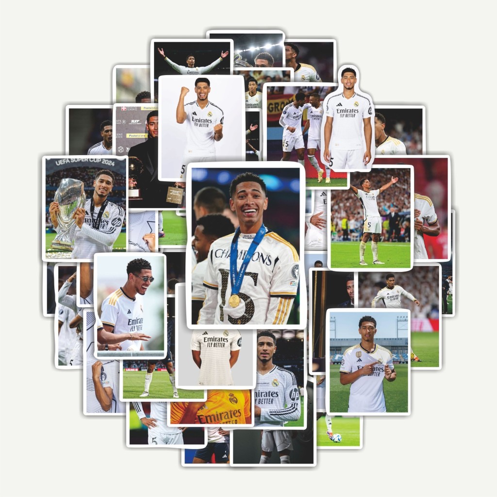 

Terbaru! 50 pcs Stiker Sepak Bola RM Bellingham V Dekorasi Lucu Kreatif untuk Notebook, Skateboard, HP