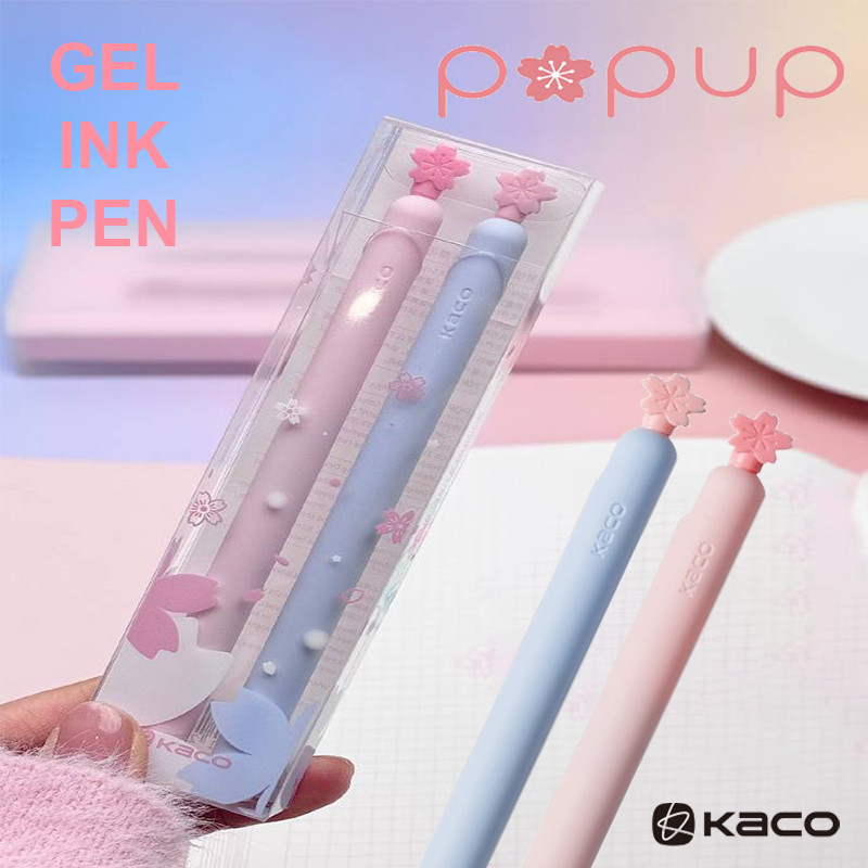 

KACO Cute Gel Pens 0.5mm POPUP Cherry Blossom Side Press High Value Black Carbon Pen Kit, Creative Gift for Student Teacher Girl
